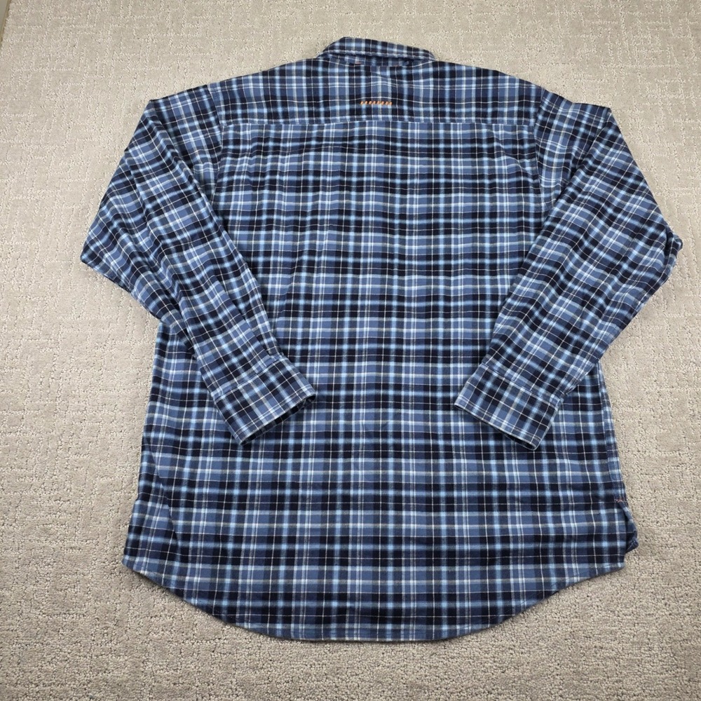 Ariat Rebar Flannel Shirt Mens Medium Blue Plaid Workwear Button Down Pockets - Picture 3 of 8